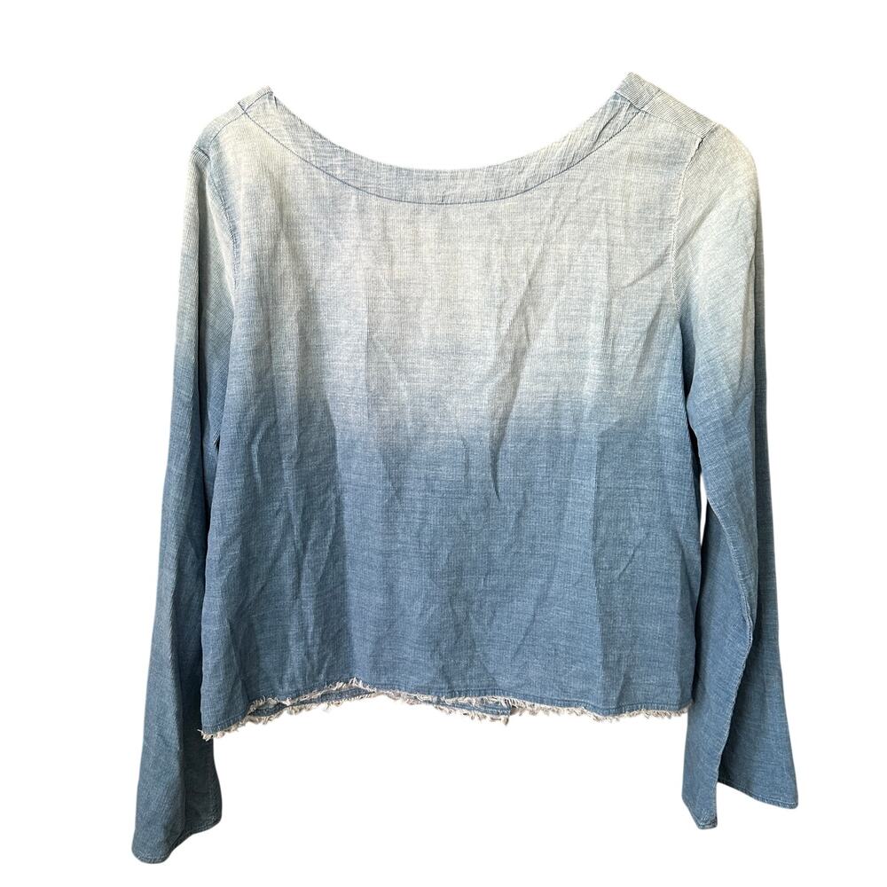 Cloth and Stone Chambray Corduroy Flare Sleeve Blue Blouse Small